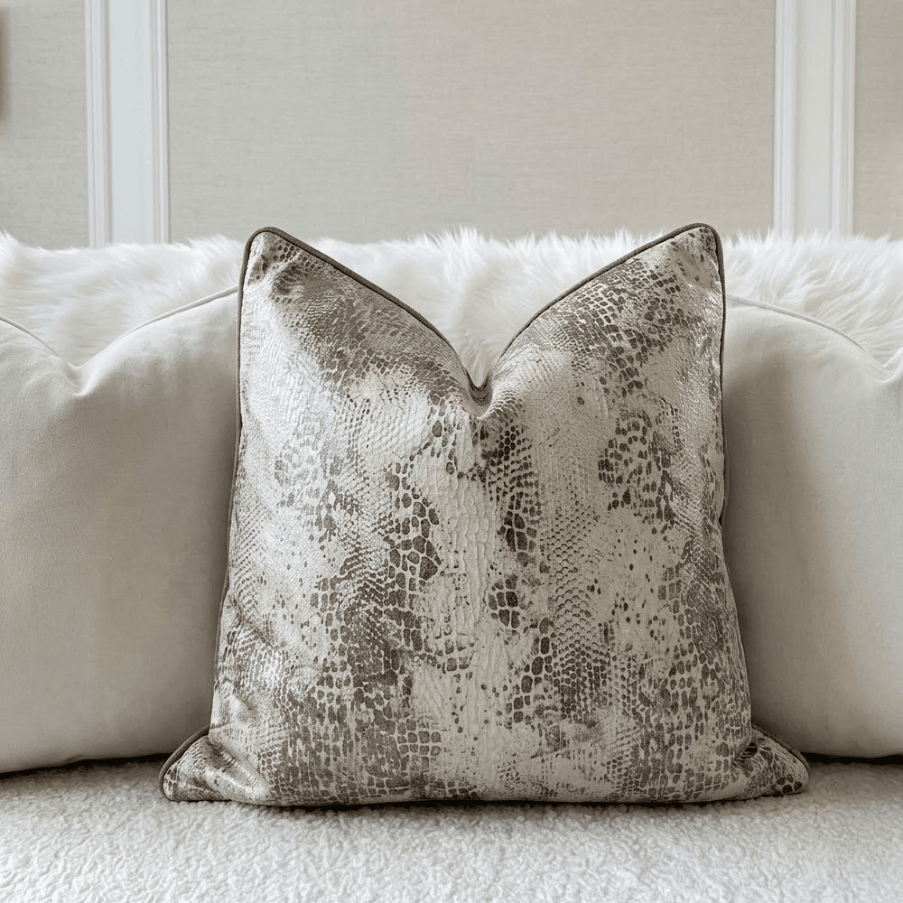 Serpentine Grey Snake Print Cushion- 50x50cm 