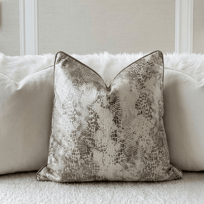Serpentine Grey Snake Print Cushion- 50x50cm 