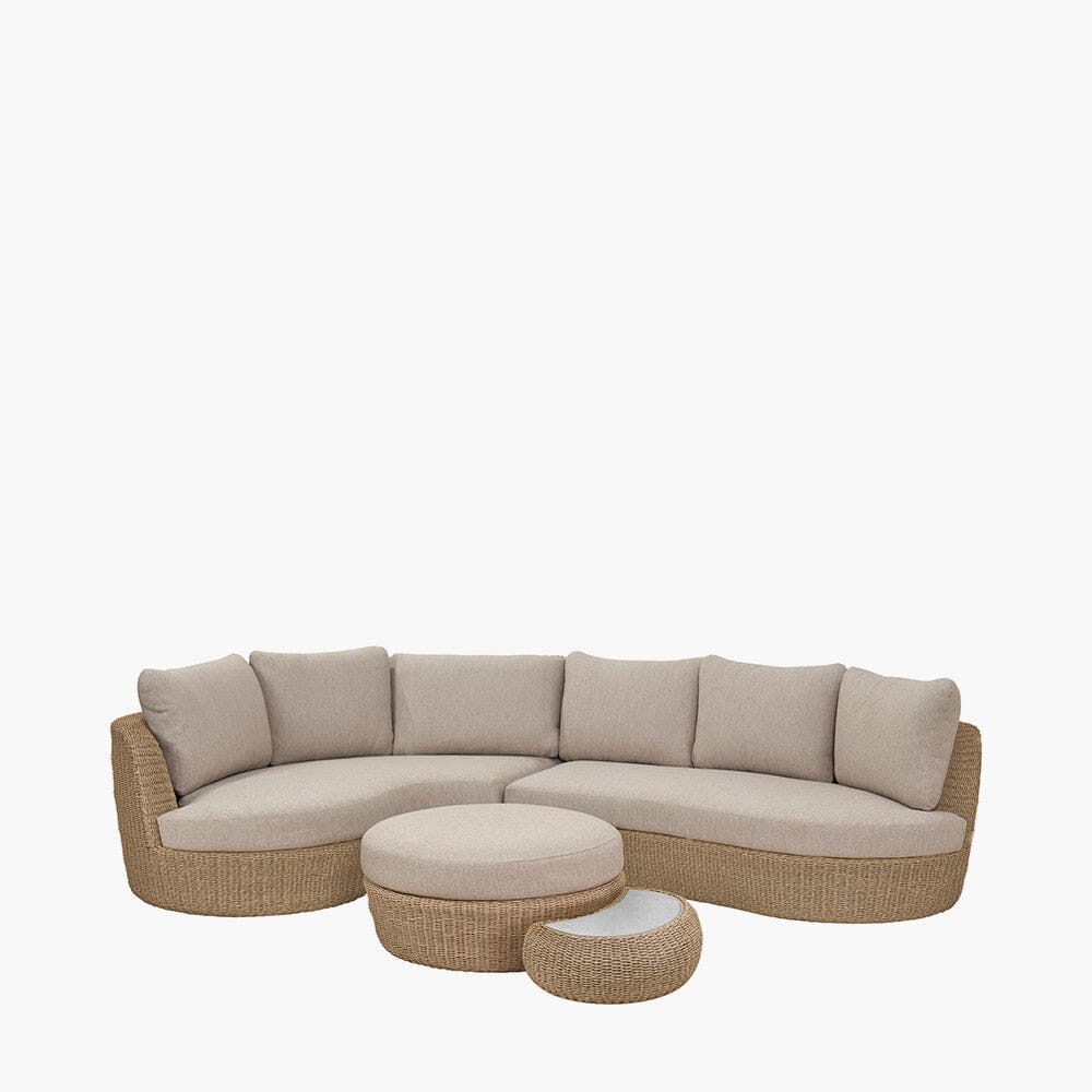 Sevilla Natural Wicker Outdoor Curved Sofa & Footstool Set Outdoor 