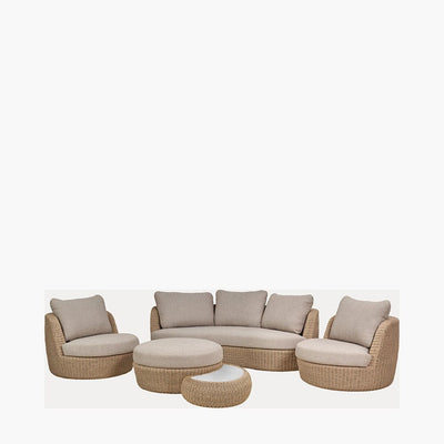 Sevilla Natural Wicker Outdoor Curved Sofa Lounge Set- Seats 5 Outdoor 