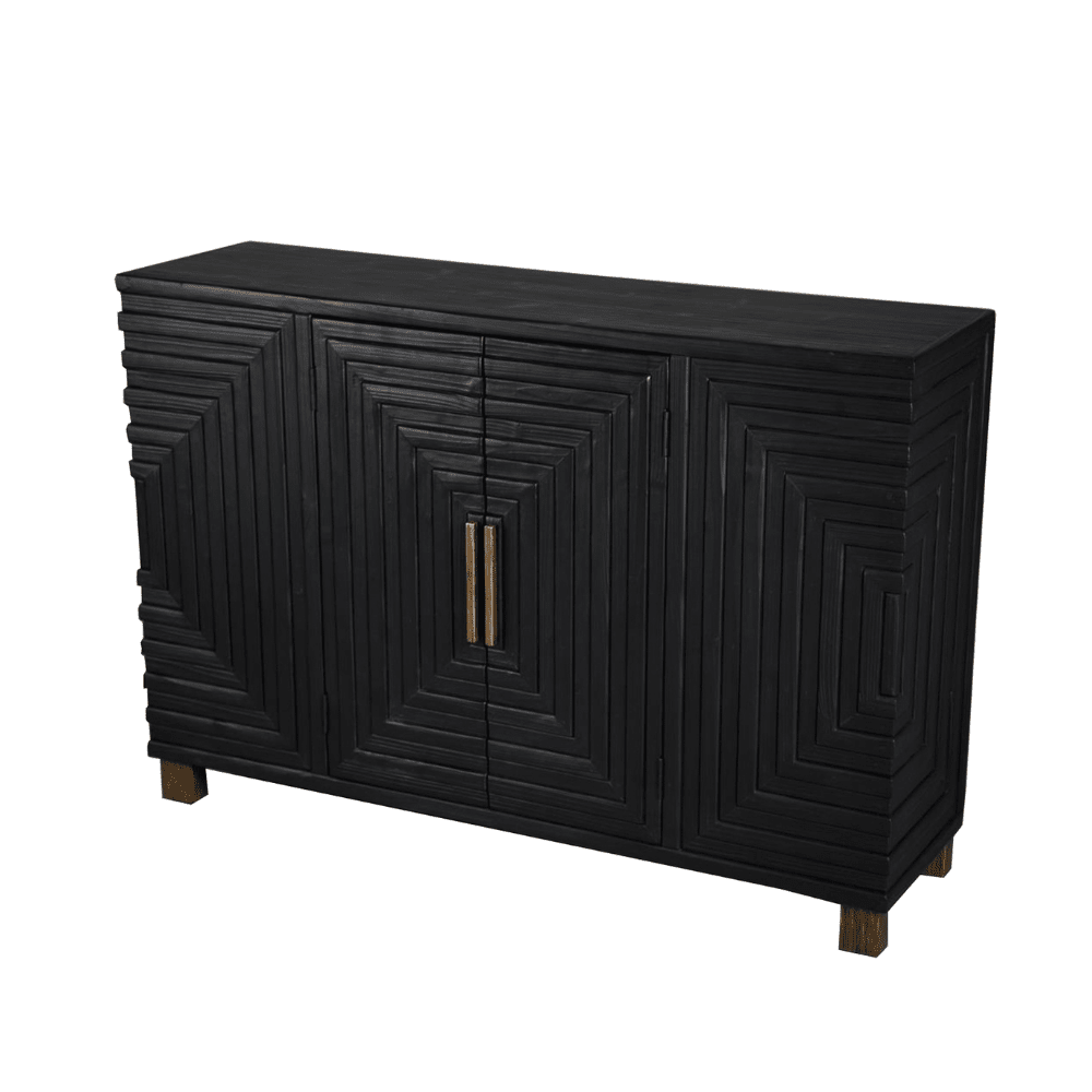 Shelin Black 2 Door Sideboard with Gold Handles Furniture 