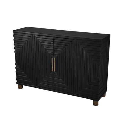 Shelin Black 2 Door Sideboard with Gold Handles Furniture 