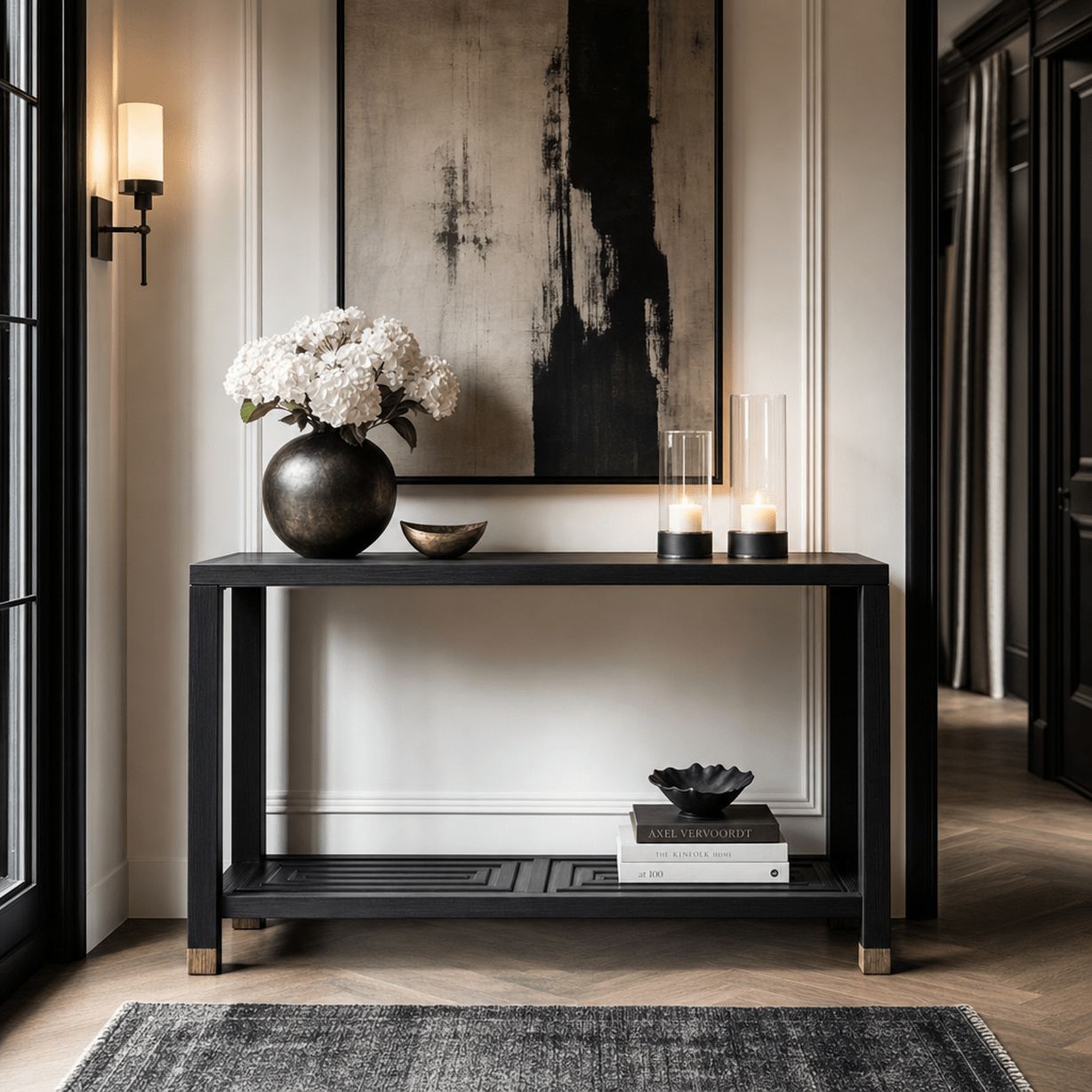 Shelin Black Console Table Furniture 