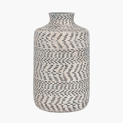 Sidira Natural & Black Aztec Print Stoneware Vase Accessories 