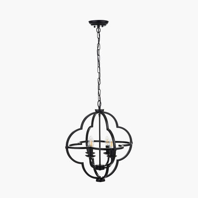 Sienna Black Metal 4 Light Pendant Ceiling Light Lighting 