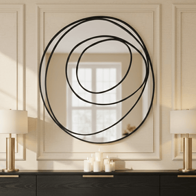Sienna Black Metal Swirl Wall Mirror Accessories 