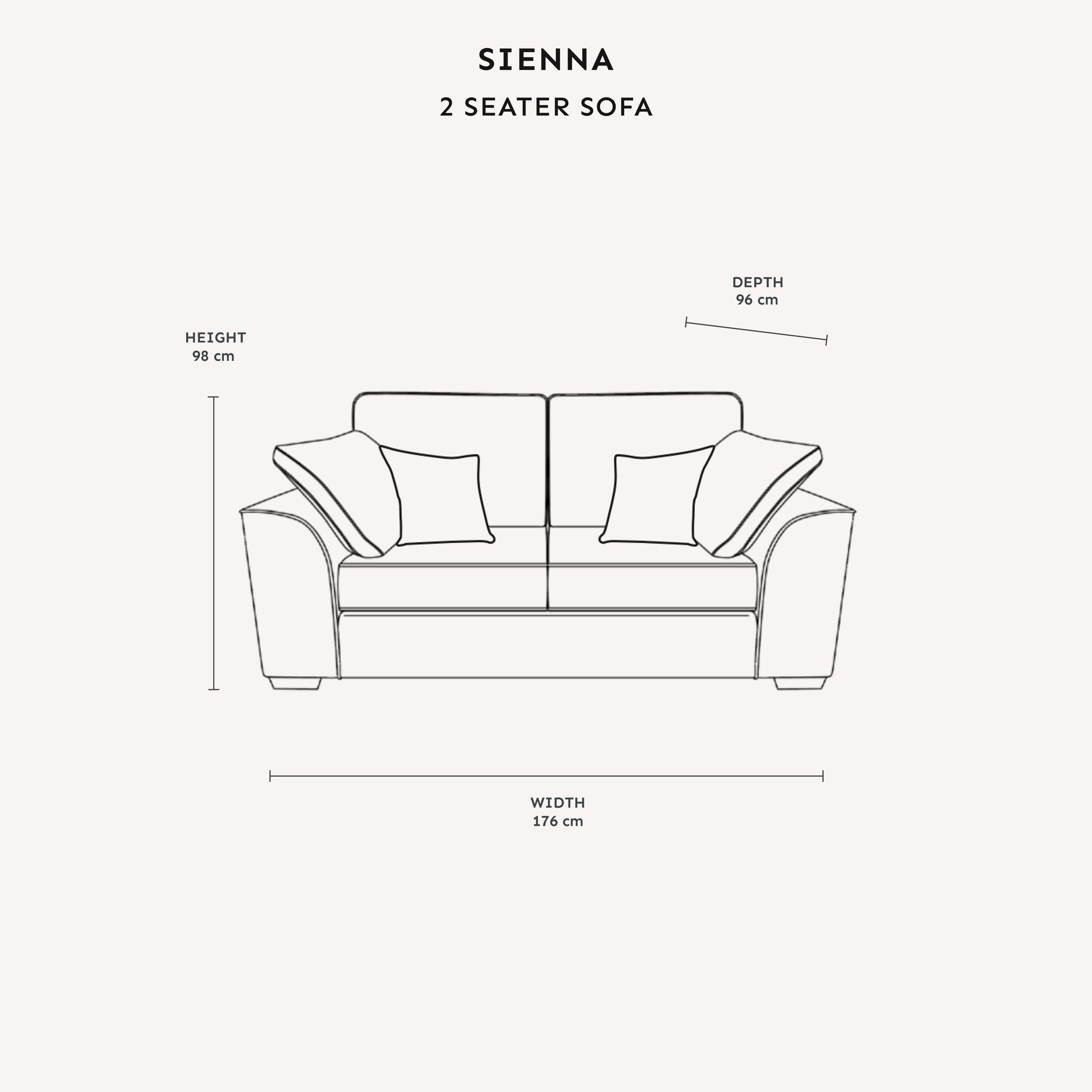 Sienna Ivory Textured Chenille Sofa Range Sofa 2 Seater 
