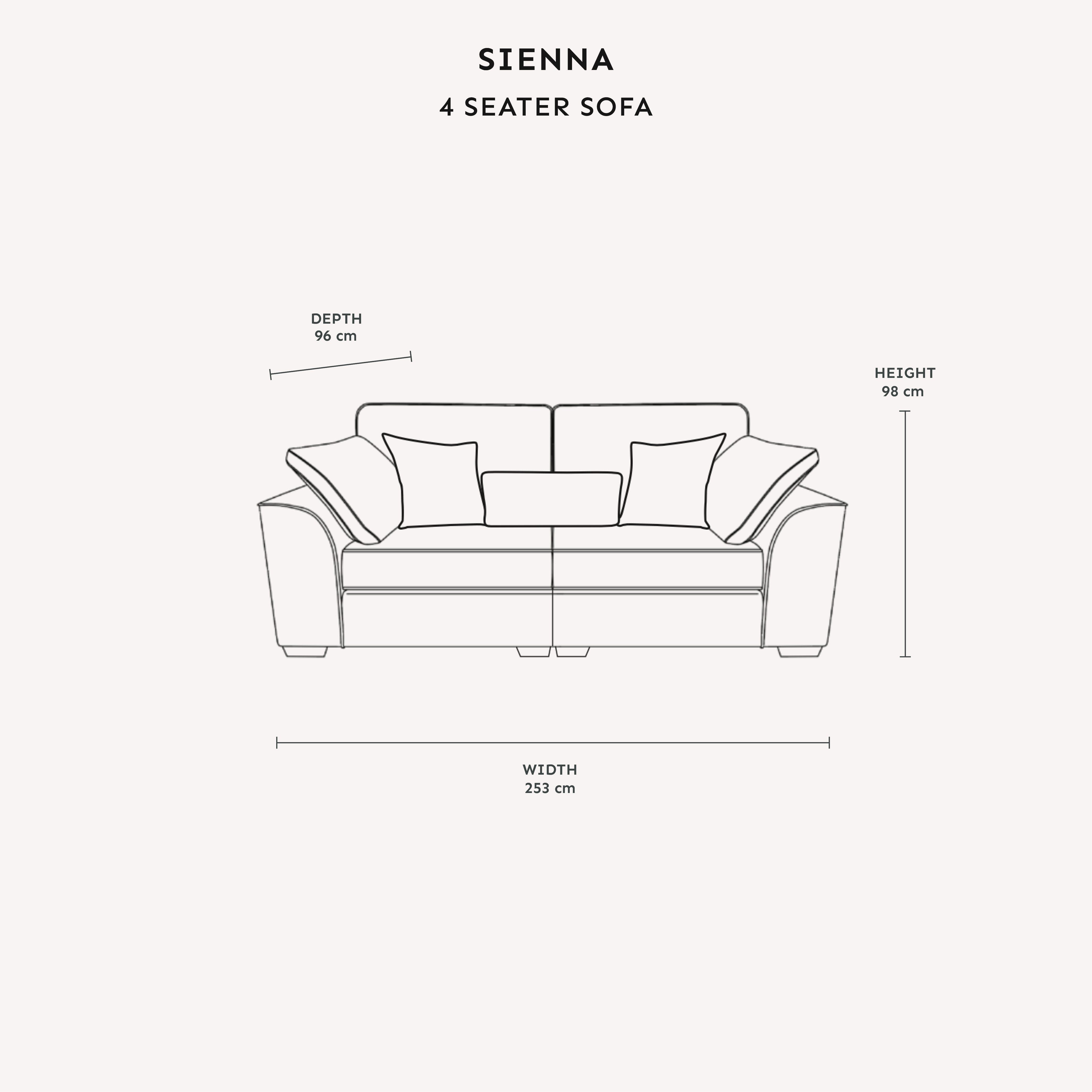 Sienna Ivory Textured Chenille Sofa Range Sofa 4 Seater 