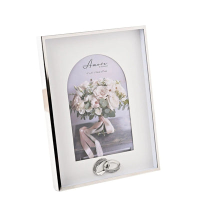 Silver Wedding Arch Photo Frame with Rings- 4x6" Accessories 