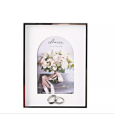 Silver Wedding Arch Photo Frame with Rings- 4x6" Accessories 