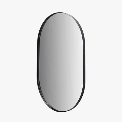 Siona Black Metal Slim Frame Oval Wall Mirror Accessories 