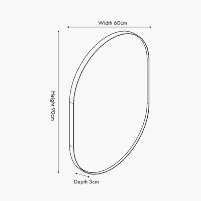 Siona Silver Metal Slim Frame Oval Wall Mirror Accessories 