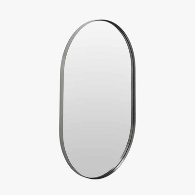 Siona Silver Metal Slim Frame Oval Wall Mirror Accessories 