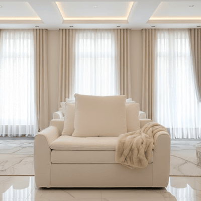 Slumber Ivory Linen Relaxed Armchair Sofa 