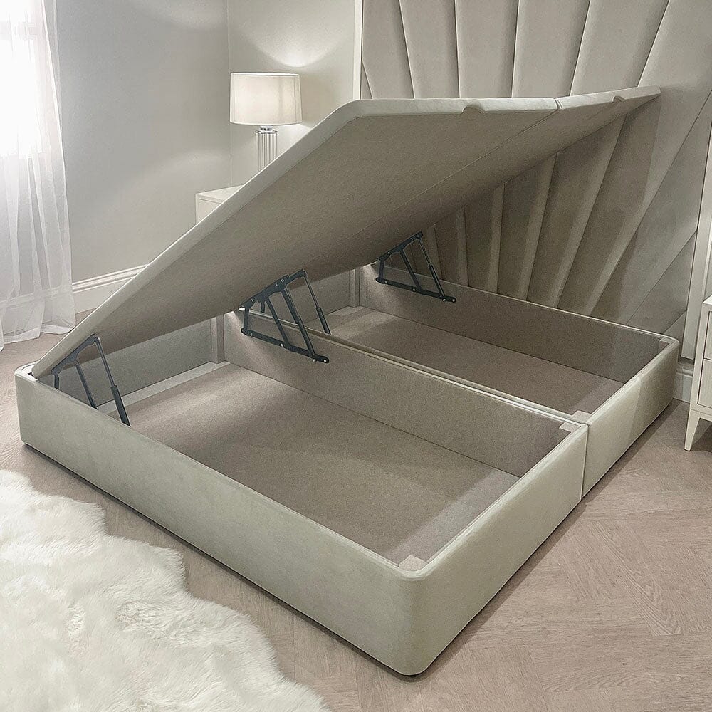 Smoke Velvet Ottoman Divan Bed Base MTO Beds and Headboards 
