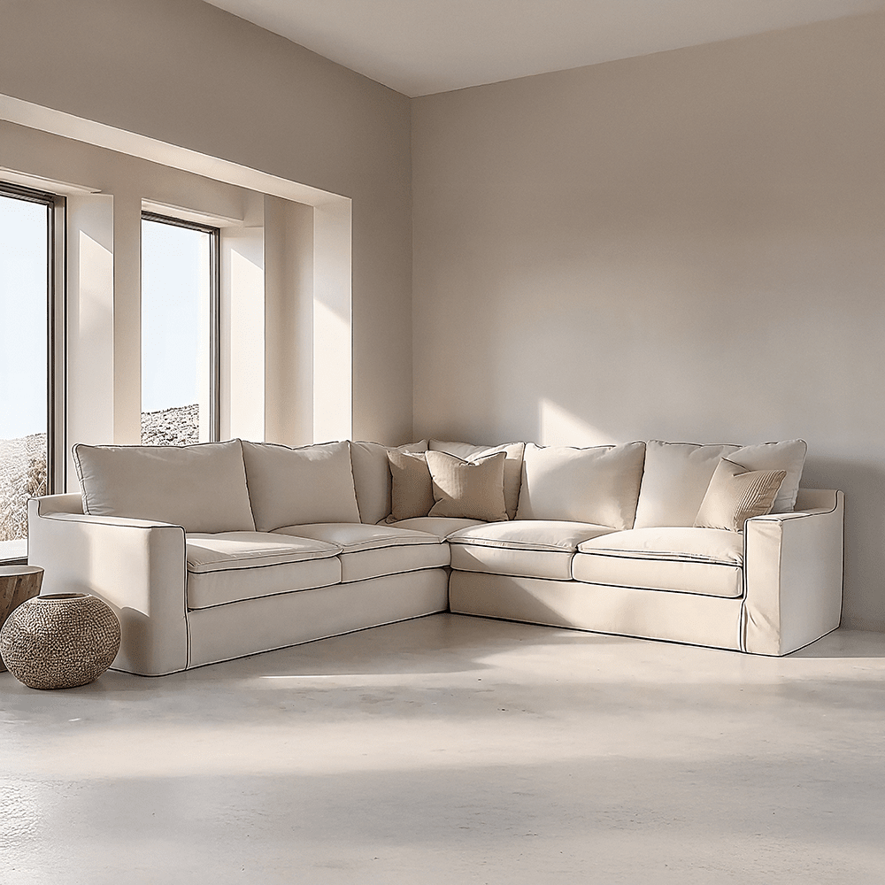 Snooze Sand Textured Squashy XL Corner Sofa Sofa 