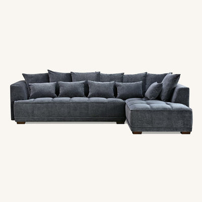 Sofia Steel Velvet Pillowback Right Hand Facing Chaise End Sofa Sofa 