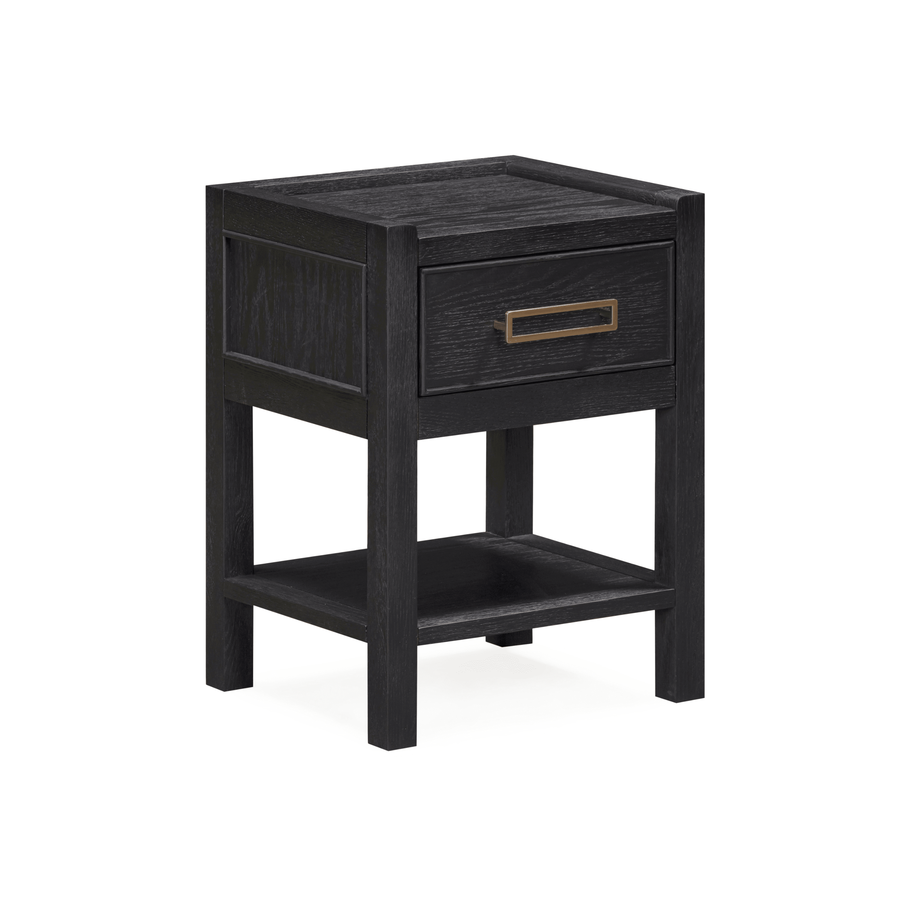 Soho Black Oak Veneer 1 Drawer Bedside Table Furniture 