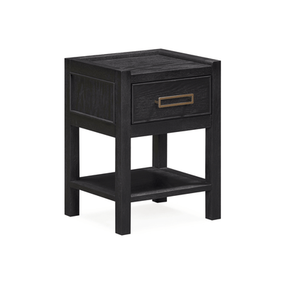 Soho Black Oak Veneer 1 Drawer Bedside Table Furniture 