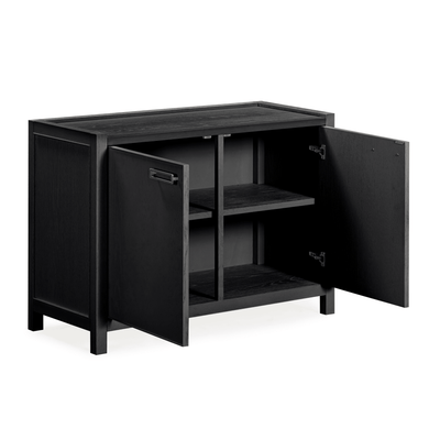 Soho Black Oak Veneer 2 Door Sideboard Furniture 