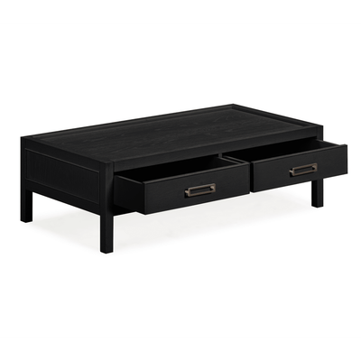Soho Black Oak Veneer 2 Drawer Coffee Table Furniture 