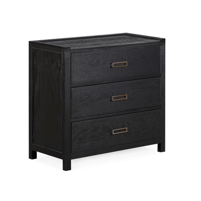Soho Black Oak Veneer 3 Drawer Chest Furniture 