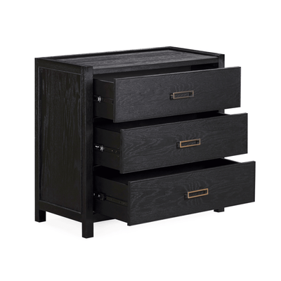 Soho Black Oak Veneer 3 Drawer Chest Furniture 