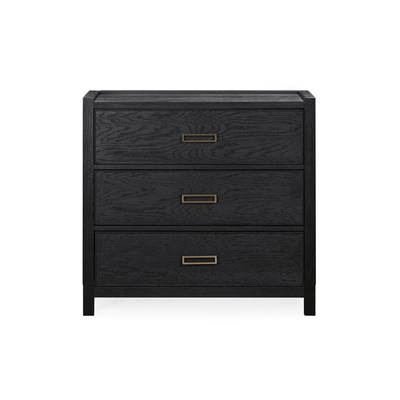 Soho Black Oak Veneer 3 Drawer Chest Furniture 