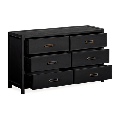 Soho Black Oak Veneer 6 Drawer Chest Furniture 