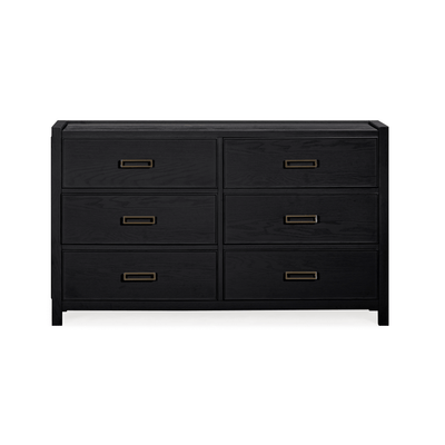Soho Black Oak Veneer 6 Drawer Chest Furniture 