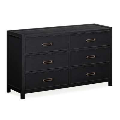 Soho Black Oak Veneer 6 Drawer Chest Furniture 