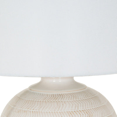 Soleil Ceramic Chevron Table Lamp with White Linen Shade Lighting 