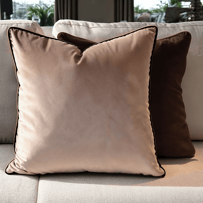 Solenne Chocolate & Taupe Reversible Cushion - 59x59cm Textiles 