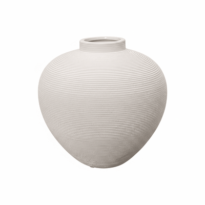 Solis Medium Rounded Stone Ceramic Neutral Vase Accessories 