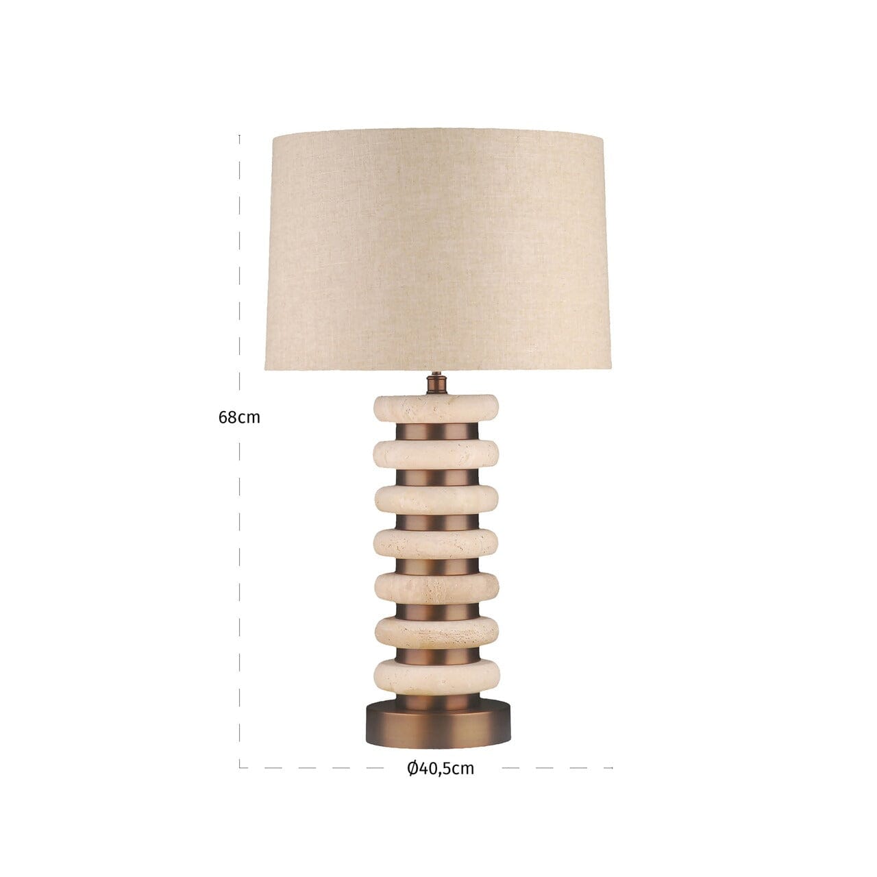 Sonnet Travertine & Brass Table Lamp Lighting 