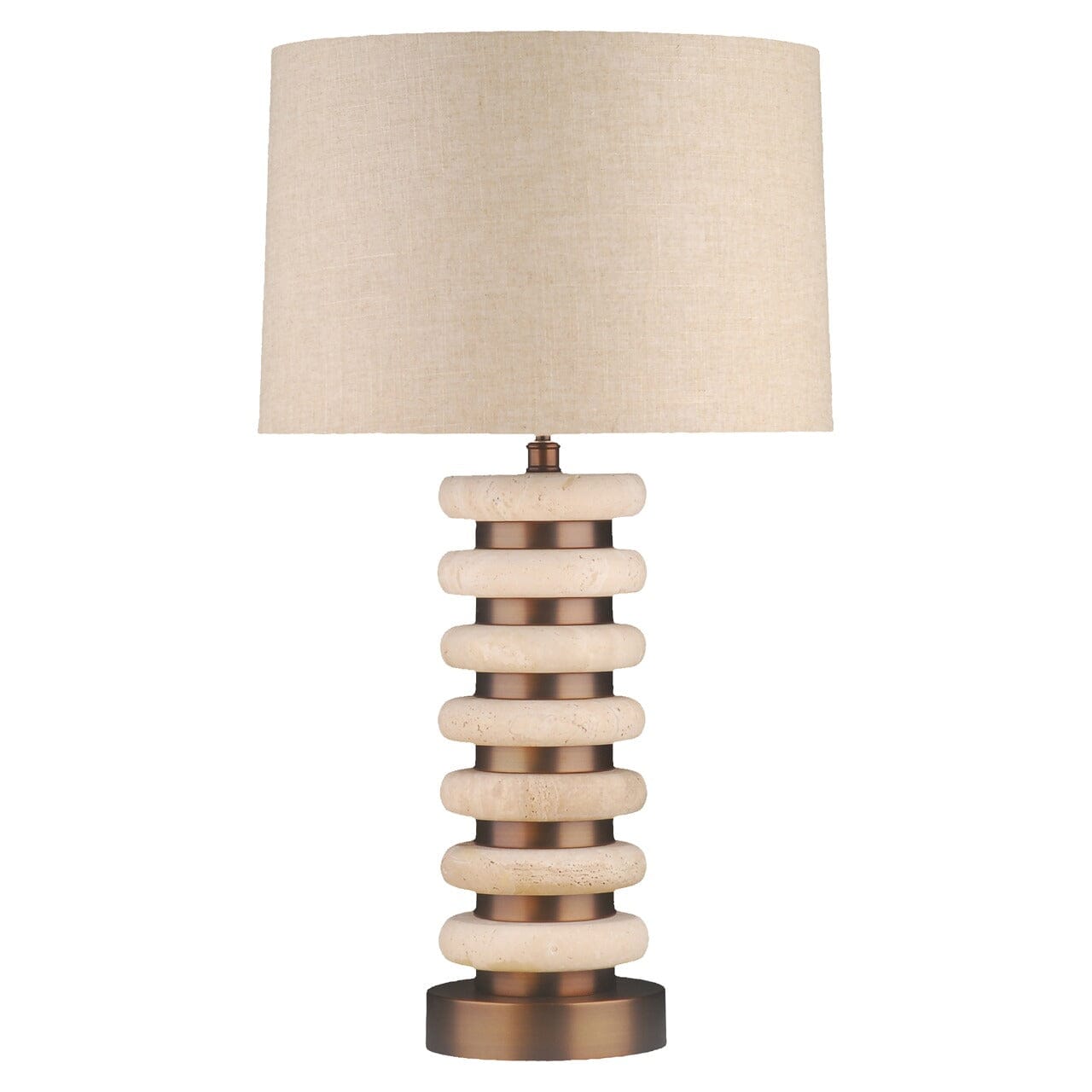 Sonnet Travertine & Brass Table Lamp Lighting 