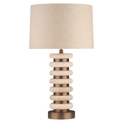 Sonnet Travertine & Brass Table Lamp Lighting 