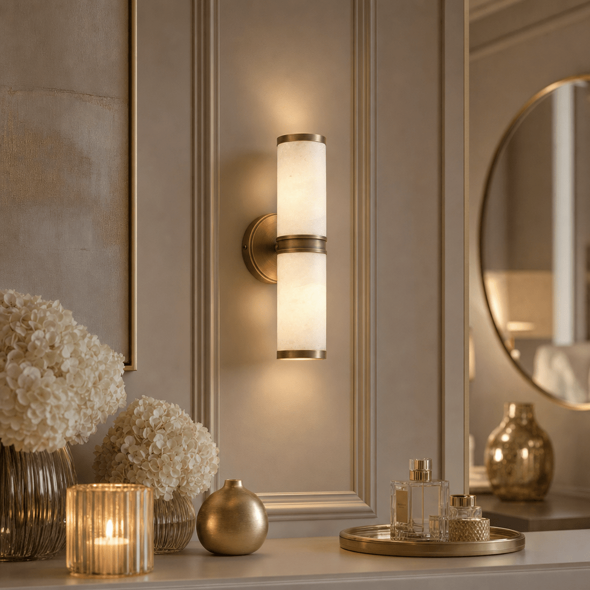 Soren Alabaster Marble & Brass Large Wall Light Lighting 
