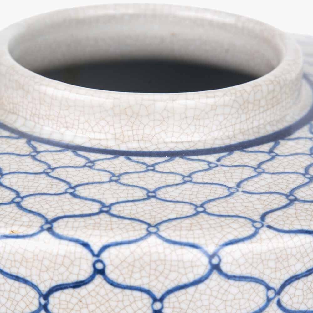 Soren Grey & Blue Ceramic Patterned Ginger Jar Accessories 