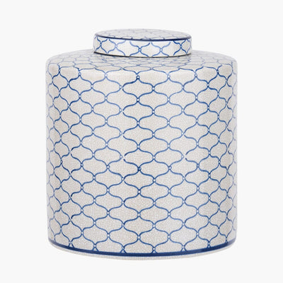 Soren Grey & Blue Ceramic Patterned Ginger Jar Accessories 