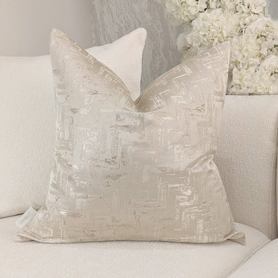 Sorrel Cream & Gold Metallic Abstract Patterned Feather Filled Cushion - 50x50cm Textiles 