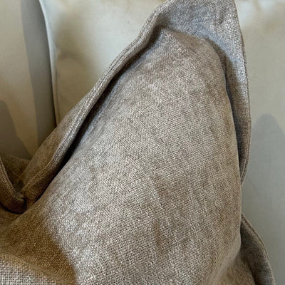 Souffle Taupe Woven Cushion with Oxford Border - 50x50cm Textiles 