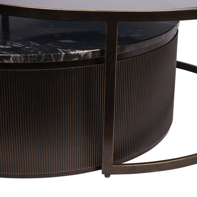 Sovana Deep Bronze Nesting Coffee Tables with Marble and Glass Top Furniture 
