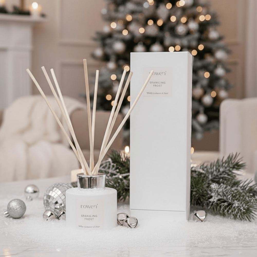 Sparkling Frost White Scented Reed Diffuser - White Cashmere & Pear Fragrance 