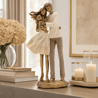 Standing Gold Couple with Baby Ornament Accessories 