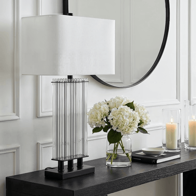 Stanton Black & Glass Table Lamp with White Shade Lighting 