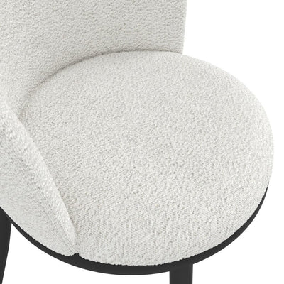 Stasi Off White Boucle Curved Dining Chair with Black Legs Furniture 