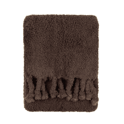 Sydney Chocolate Brown Sherpa Tasselled Edge Throw Textiles 