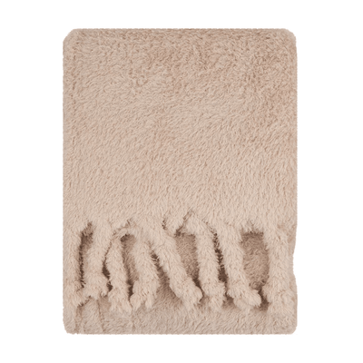 Sydney Oatmeal Sherpa Tasselled Edge Throw Textiles 