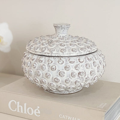 Sylvie White Bobbled Distressed Decorative Jar Accessories 